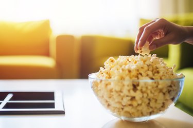 Hand picking popcorn